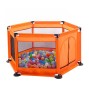 Tarc Joaca Copii Metalic KIK, 128x113x65cm, Portocaliu, Hexagonal, Portabil, Siguranta Sporita, Interior/Exterior