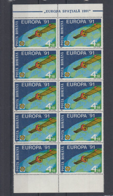 ROMANIA 1991 LP 1252 EUROPA 91 CEPT BLOC DE 10 TIMBRE MNH foto