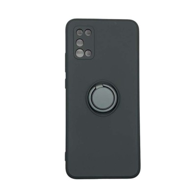 Husa protectie Flippy compatibila cu Samsung Galaxy A52 Liquid Silicone Ring cu suport rotativ Negru foto