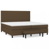 Cumpara ieftin Pat box spring cu saltea, maro inchis, 200x200 cm, textil