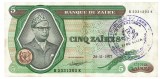 Zair 5 Zaires 1977 P-21b Cu stampila regionala Seria 2331202