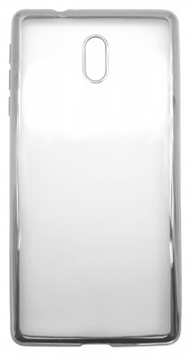 Husa silicon slim transparenta cu margini electroplacate gri pentru Nokia 3 2017 foto