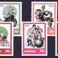 DB1 Pictura Rwanda Norman Rockwell 7 v. MNH 1 v. lipsa