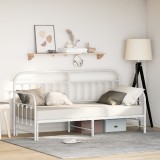 Cadru de zi vidaXL cu pat extensibil Alb 75x190 cm Oțel