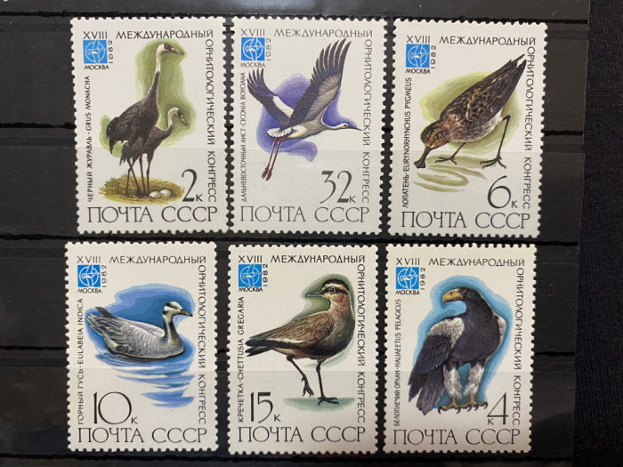 PC197 - U.R.S.S. / URSS 1982 Fauna/ Pasari, serie MNH, 6v