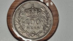 Portugalia - moneda de argint - 100 reis 1910 Manuel II - xf+/aunc in cartonas