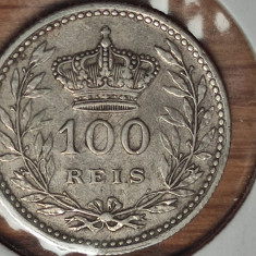 Portugalia - moneda de argint - 100 reis 1910 Manuel II - xf+/aunc in cartonas