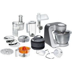 Robot de bucatarie Bosch MUM58364, 1000W, bol 3.9l, blender 1.25l, masina de tocat, cube cutter, 7 viteze, 3D PlanetaryMixing, Alb