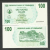 ZIMBABWE 100 DOLARI DOLLARS 2006 2007 UNC [1] P- 42 , necirculata