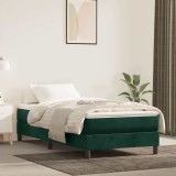 vidaXL Pat box spring cu saltea, verde &icirc;nchis, 120x200 cm, catifea 3144324