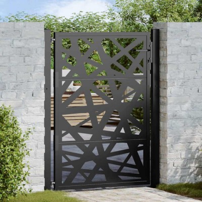 vidaXL Poarta de gradina neagra 105x130 cm Design cu lumina din otel foto