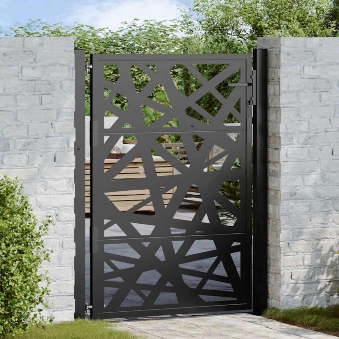 vidaXL Poarta de gradina neagra 105x130 cm Design cu lumina din otel