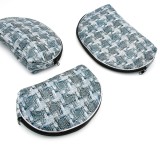 Set 3 genti pentru cosmetice, imprimeu carouri, culoare verde, Global Fashion