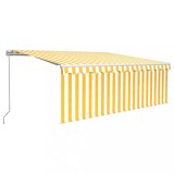 Copertina retractabila manual cu stor&amp;LED, galben&amp;alb, 4x3 m