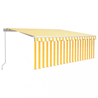 Copertina retractabila manual cu stor&amp;amp;LED, galben&amp;amp;alb, 4x3 m foto