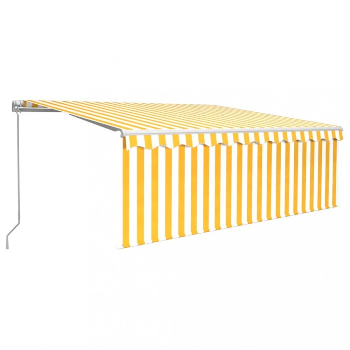 Copertina retractabila manual cu stor&amp;LED, galben&amp;alb, 4x3 m