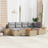 Set Canapele Gradina vidaXL Poliratan Bej, 4 Locuri, Perne Incluse, Exterior, Rezistent la Intemperii, 184x62x85cm
