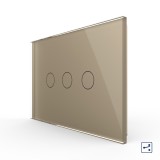 Cumpara ieftin Intrerupator touch triplu Livolo din sticla auriu, cap scara/cruce