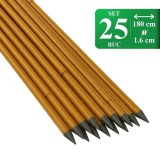 Cumpara ieftin Set 25 araci/suport pentru rosii, castraveti, fasole, metal + PVC, maro, 180x1.6 cm, Artool