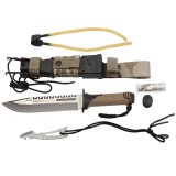 Cumpara ieftin Cutit de vanatoare DEPOX&reg;, Thunder Sound, otel inoxidabil, 30 cm, bej, teaca inclusa