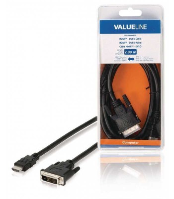 Cablu HDMI-DVI-D conector HDMI - DVI-D 24+1 tata 2m Valueline foto