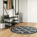 Cumpara ieftin Covor lavabil, negru și alb, &Oslash; 120 cm, anti-alunecare