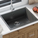 Chiuveta de bucătărie cu supraplin din granit gri