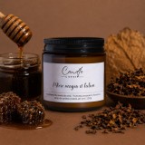 Cumpara ieftin Miere neagră și tutun &ndash; Lum&acirc;nare parfumată handmade din soia &icirc;n recipient sticlă ambră