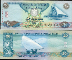 Emiratele Arabe Unite 2013 - 20 dinars UNC foto