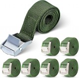 Set de 6 centuri pentru marfa Estepopt, poliester/aliaj, verde inchis/argintiu, 2,5 x 100 cm