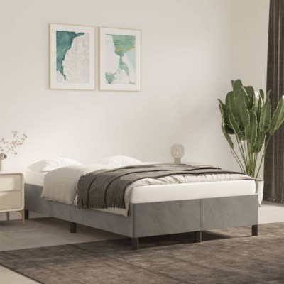 vidaXL Cadru de de pat fără saltea Gri deschis 120x190 cm catifea 379528 foto