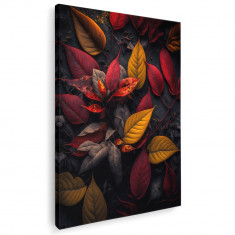 Tablou canvas frunze toamna in nuante galben, rosu, negru 1071 Tablou canvas pe panza CU RAMA 60x80 cm