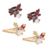 Set Clame și Elastice de Păr, Model Ren, Glitter Auriu și Bronz, 5cm, 4 Bucăți, Oem