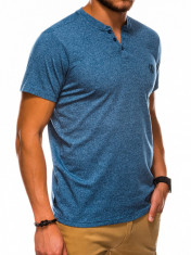 Tricou slim fit barbati S1047 - albastru-inchis foto