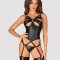 Set Lenjerie Sexy Armares Corset + Chilotei, Negru, XS/S