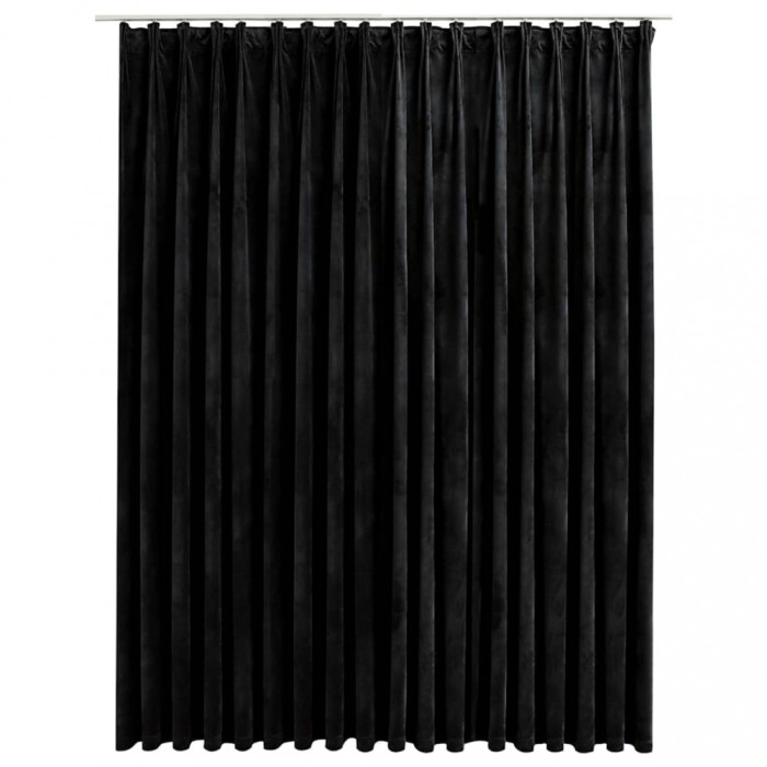 Draperie opaca, negru, 290 x 245 cm, catifea, cu carlige