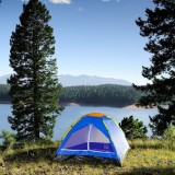 Cort pentru camping, dimensiuni 300x 300x 180cm, pentru 3-4 persoane, impermeabil, din polistiren, cu plasa de tantari, multicolor