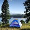 Cort pentru camping, dimensiuni 200x 200x 135cm, pentru 3-4 persoane, impermeabil, din polistiren, cu plasa de tantari, multicolor