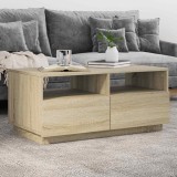 VidaXL Măsuță de cafea cu lumini LED, stejar sonoma, 90x49x40 cm
