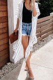 Kimono Plaja Dungi Albe, Tunica Lunga Semitransparenta, Maneci Scurte, Crapaturi Laterale, Marime Universala S-L, 100% Poliester