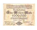 Bancnota Germania Wurttemberg Stuttgart 1000000 mark/marci 1 august 1923, unifata, aUNC