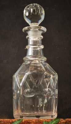 Decantor Georgian de Whiskey sau Brandy Lead Crystal c. 1830 foto