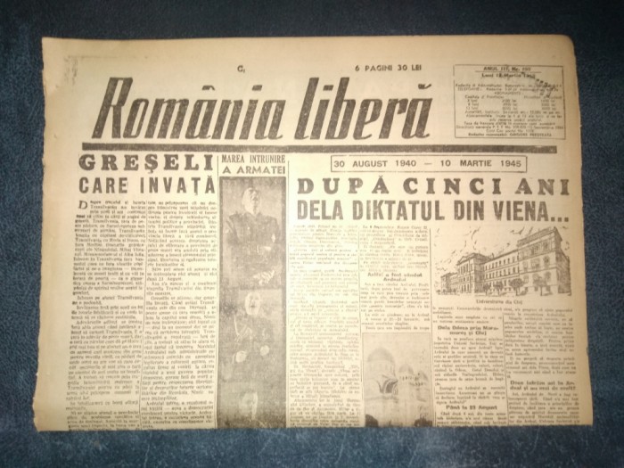 ZIAR ROMANIA LIBERA 12 MARTIE 1945