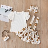 Sarafan cu bluzita alba pentru fetite - Flowers (Marime Disponibila: 6-9 luni, Superbaby