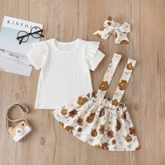 Sarafan cu bluzita alba pentru fetite - Flowers (Marime Disponibila: 12-18 luni foto