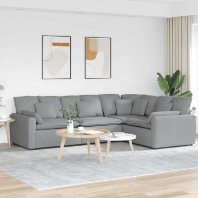 vidaXL Canapea modulară cu perne, gri deschis, textil foto