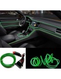 Fir neon auto electroluminiscent El Wire 3m cu lumina Verde cu droser si mufa bricheta