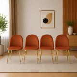 Set 4 scaune Artool Inca pentru bucatarie si living, catifea aramie, auriu