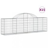 Cumpara ieftin Cosuri gabion arcuite 15 buc, 200x30x60/80 cm, fier galvanizat