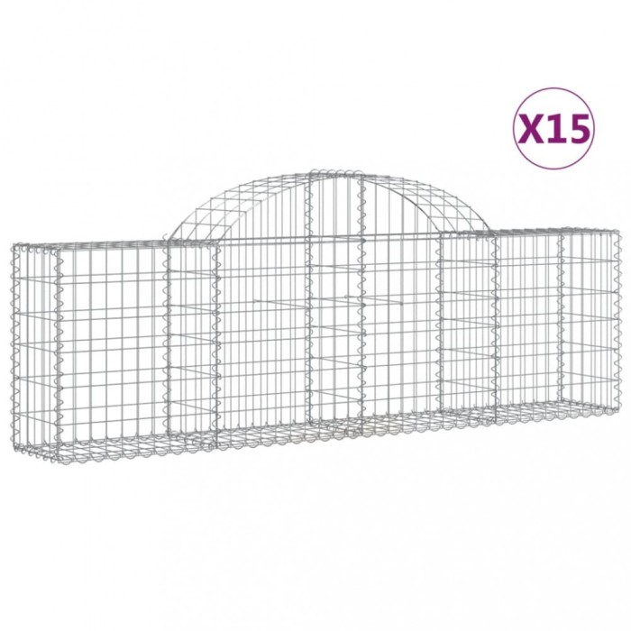 Cosuri gabion arcuite 15 buc, 200x30x60/80 cm, fier galvanizat